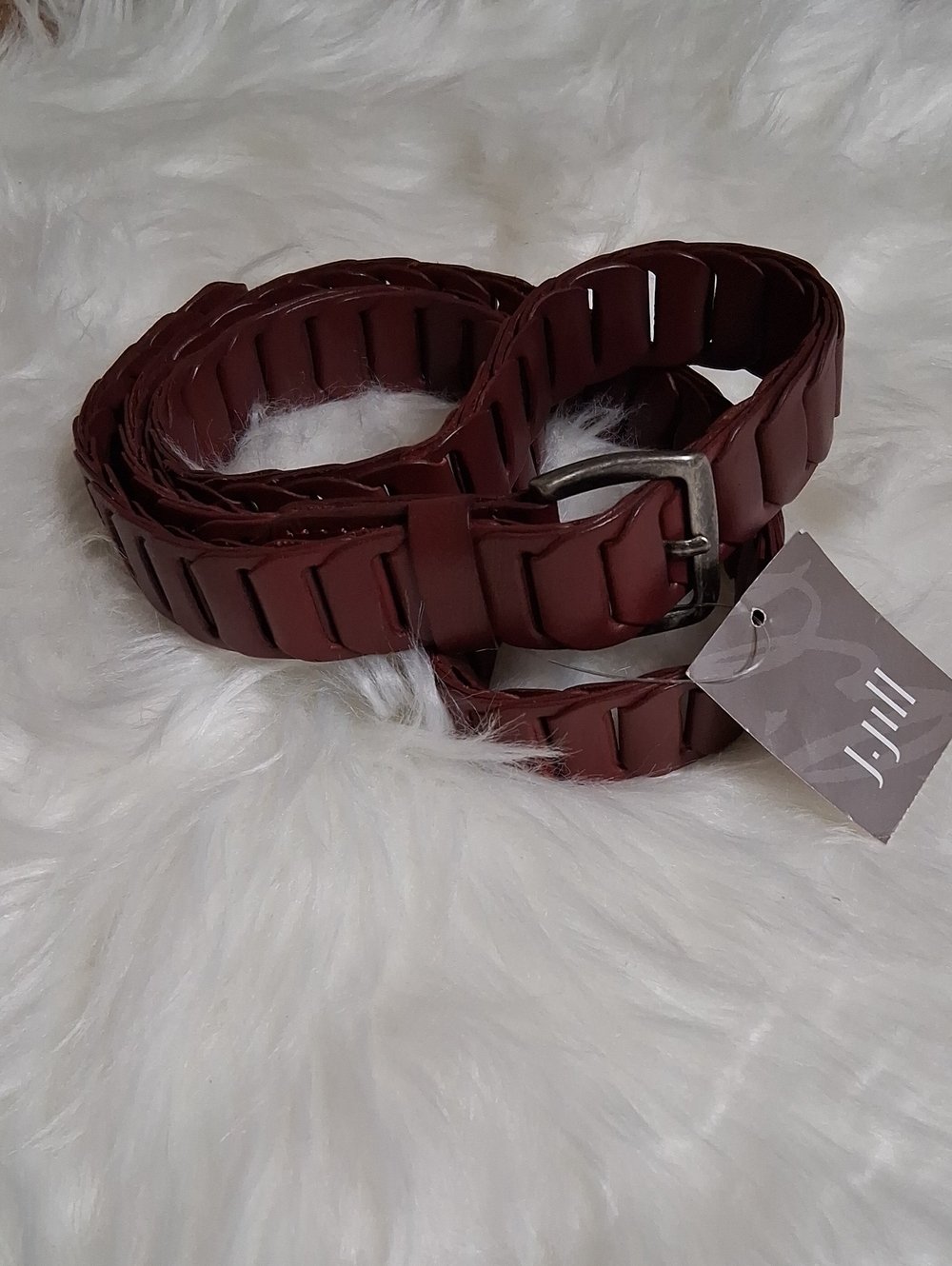 NWT J. Jill Braided Leather Belt-Oxblood-Large